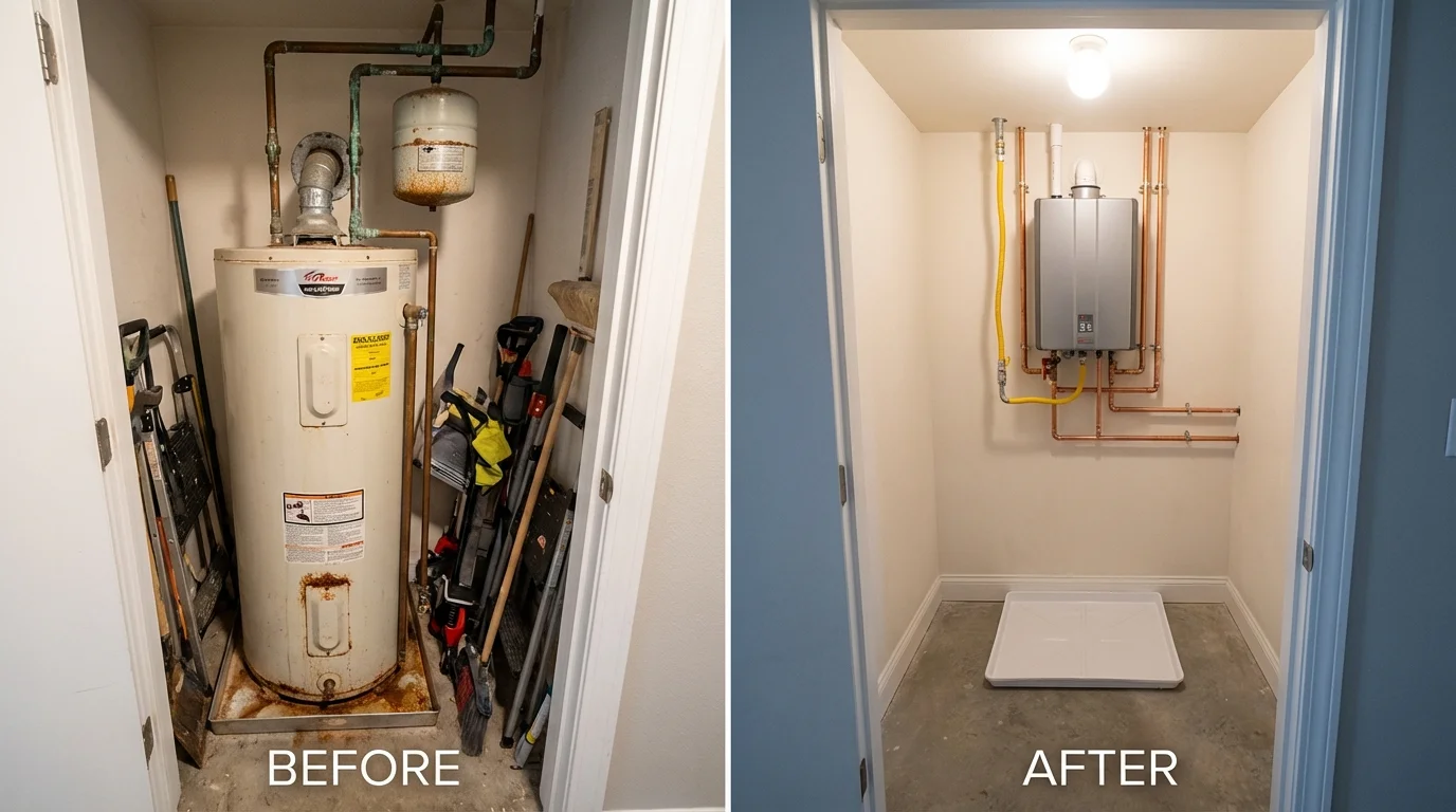 Tank water heater versus wall-mounted tankless unit comparison for Graham, TX homeowners